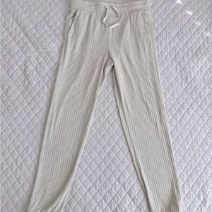 Splendid Ribbed Knit Pants in Cream